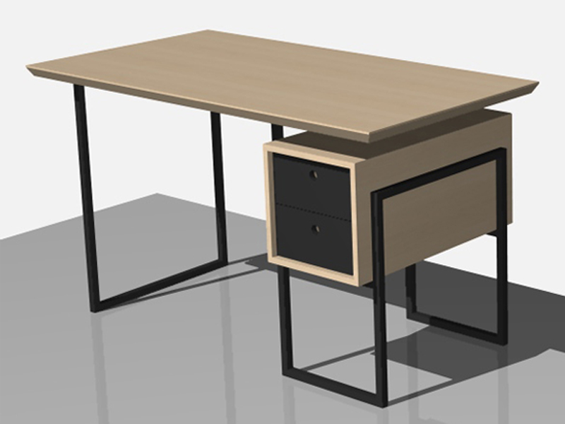 Bureau vintage plateau et caisson bois