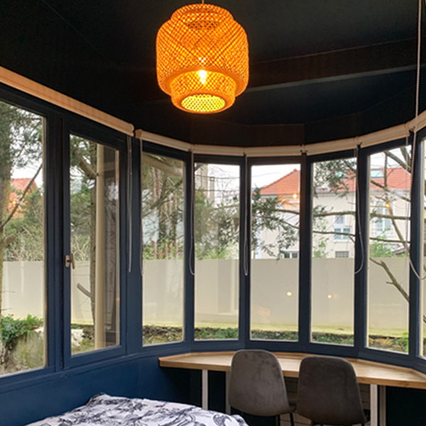 Chambre-bureau bleue