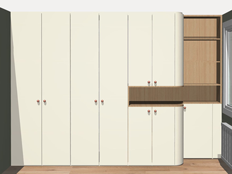 Vue de face dressing laque et chêne