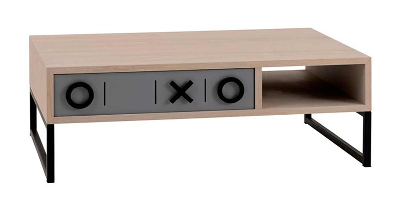 Table basse gris et chêne